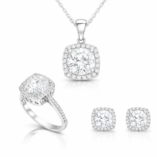 Gümüş Kare Montür Bayan Set