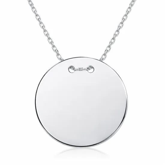 Gümüş Yuvarlak Plaka Kolye