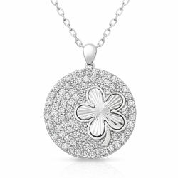 Gümüş Zirkon Taşlı Yonca Bayan Kolye