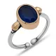 Gümüş Lacivert Taşlı Ayarlanabilir Otantik Kadın Yüzük