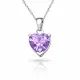 Gümüş Pembe Taşlı Kalpli Kadın Kolye