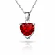 Gümüş Kırmızı Taşlı Kalpli Kadın Kolye