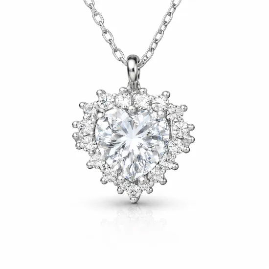 Gümüş Zirkon Taşlı Kalp Kadın Kolye