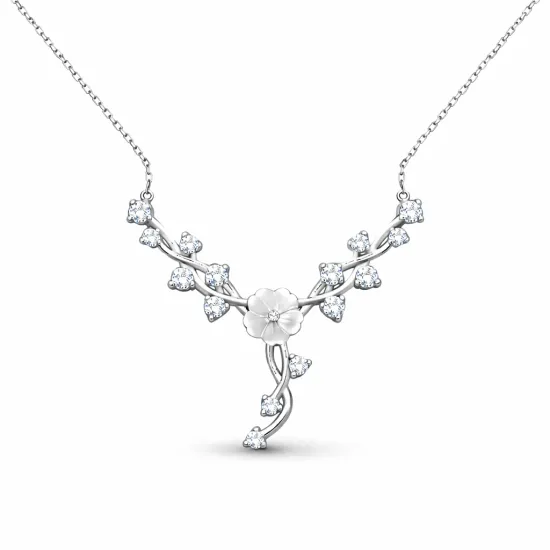 Gümüş Manolya Çiçeği Sarmaşık Kadın Kolye