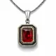 Gümüş Kırmızı Taşlı Dikdörtgen Kadın Kolye Gümüş Kırmızı Taşlı Dikdörtgen Kadın Kolye
