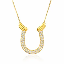 Gümüş Gold Zirkon Taşlı Nal Kadın Kolye