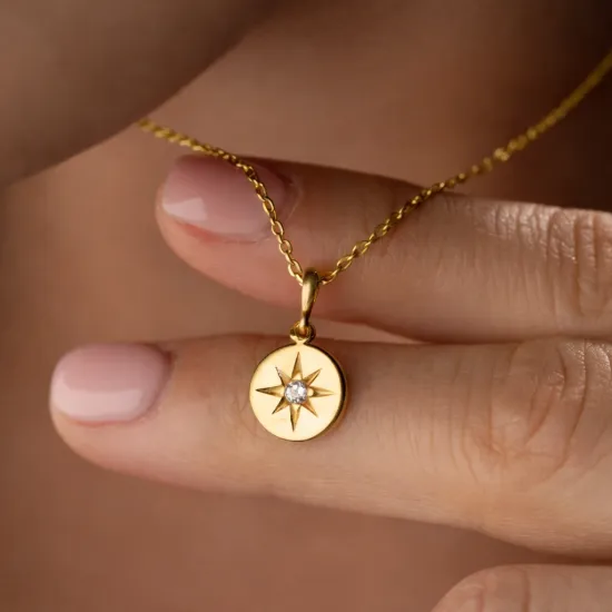 Gümüş Gold Minimal Yıldız Kadın Kolye