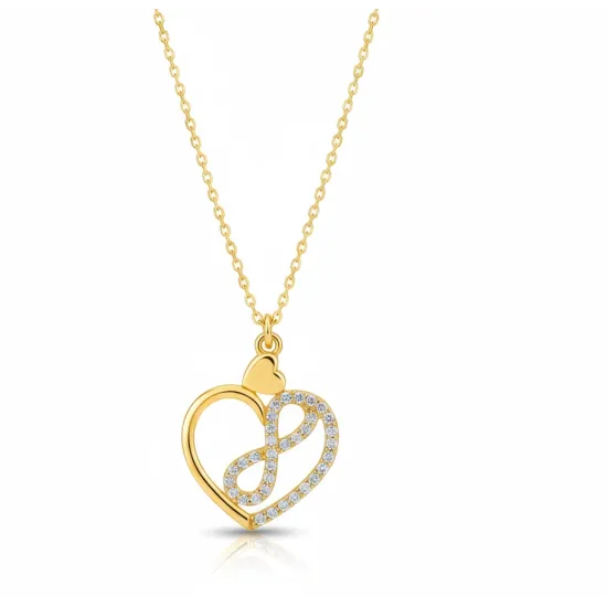 Gümüş Gold Kalp İçinde Sonsuzluk Kadın Kolye Gümüş Gold Kalp İçinde Sonsuzluk Kadın Kolye