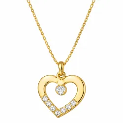 Gümüş Gold Minik Kalpli Tektaş Kadın Kolye