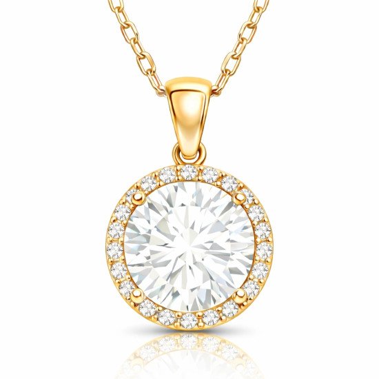 Gümüş Gold Yuvarlak Montür Kadın Kolye