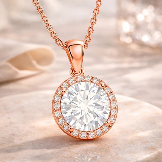 Gümüş Rose Yuvarlak Montür Kadın Kolye Gümüş Rose Yuvarlak Montür Kadın Kolye