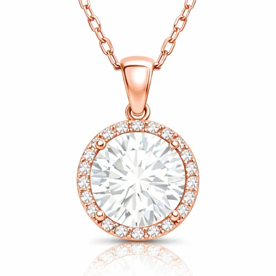 Gümüş Rose Yuvarlak Montür Kadın Kolye