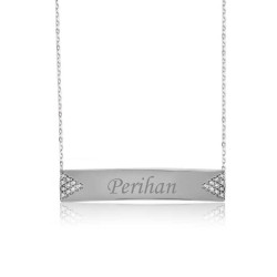 Gümüş İsimli Plaka Bayan Kolye