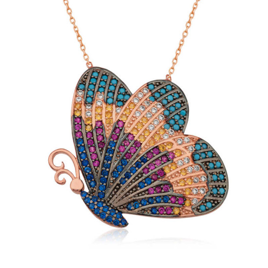 Gümüş Renkli Kelebek Kolye Gümüş Renkli Kelebek Kolye