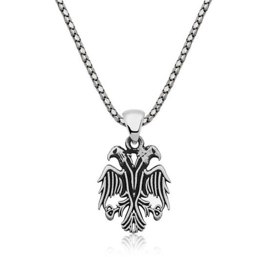 Gümüş Çift Başlı Kartal Erkek Kolye Gümüş Çift Başlı Kartal Erkek Kolye