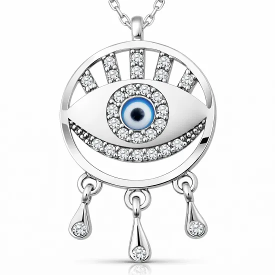 Gümüş Nazarlı Göz Kolye