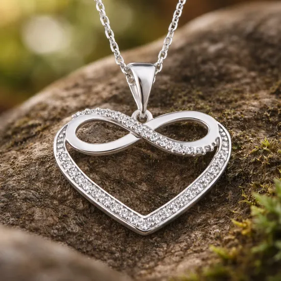 Gümüş Kalpli Sonsuzluk Bayan Kolye