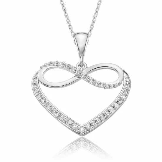 Gümüş Kalpli Sonsuzluk Bayan Kolye