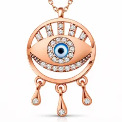 Gümüş Rose Nazarlı Göz Kadın Kolye