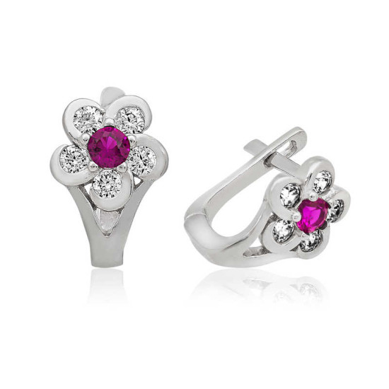 Gümüş Pembe Çiçek Çocuk Küpesi Gümüş Pembe Çiçek Çocuk Küpesi