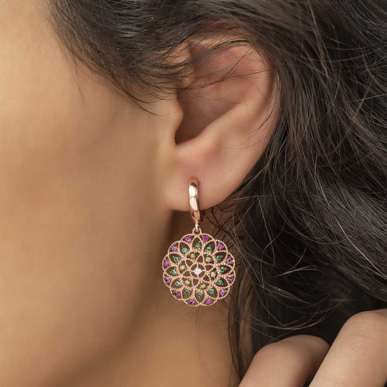 Gümüş Geometrik Desenli Bayan Küpe Gümüş Geometrik Desenli Bayan Küpe