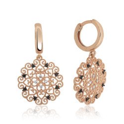 Gümüş Etnik Desenli Bayan Küpe