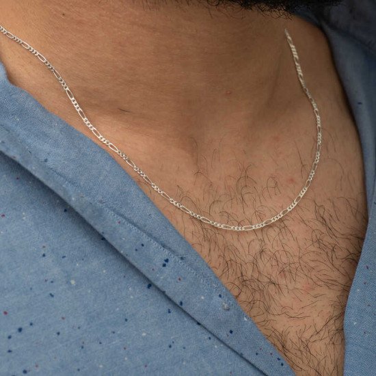 1.8 mm Gümüş Figaro Zincir - 0.50 mikron 1.8 mm Gümüş Figaro Zincir - 0.50 mikron