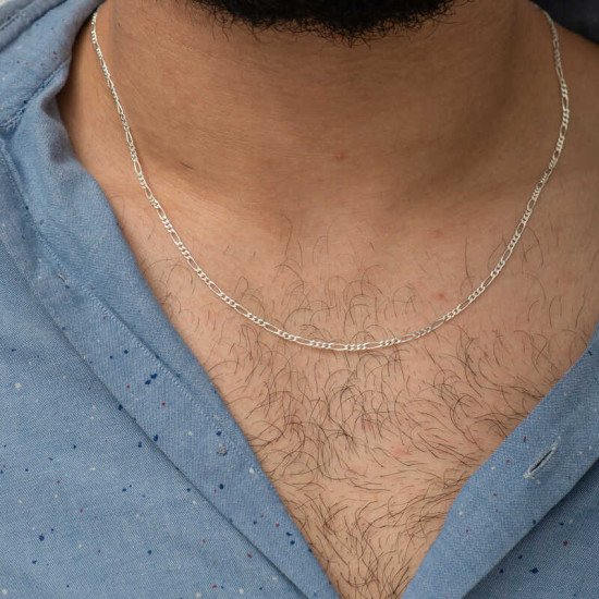 1.8 mm Gümüş Figaro Zincir - 0.50 mikron 1.8 mm Gümüş Figaro Zincir - 0.50 mikron