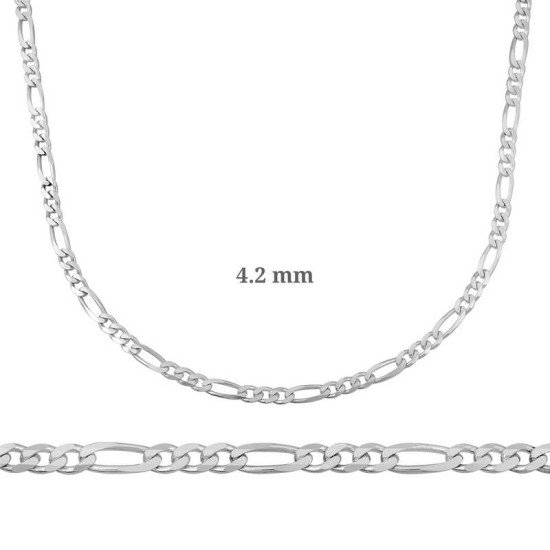 4.2 mm Gümüş Figaro Zincir - 120 mikron 4.2 mm Gümüş Figaro Zincir - 120 mikron