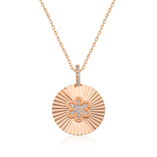 Gümüş Rose Fırfırlı Çiçek Bayan Kolye Gümüş Rose Fırfırlı Çiçek Bayan Kolye