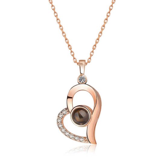 Gümüş Rose 100 Dilde Seni Seviyorum Kalp Kolye Gümüş Rose 100 Dilde Seni Seviyorum Kalp Kolye
