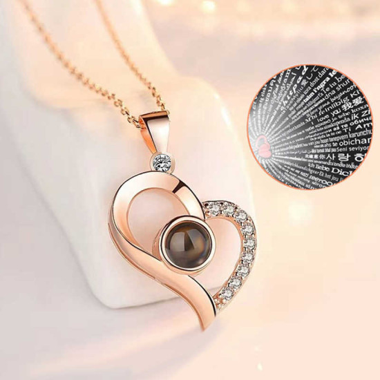 Gümüş Rose 100 Dilde Seni Seviyorum Kalp Kolye Gümüş Rose 100 Dilde Seni Seviyorum Kalp Kolye
