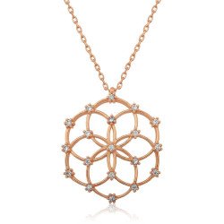 Gümüş Rose Yaşam Çiçeği Kolye