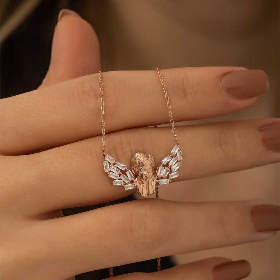 Gümüş Rose Kanatlı Melek Kolye Gümüş Rose Kanatlı Melek Kolye