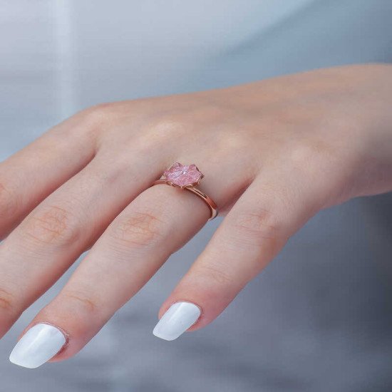 Gümüş Rose Pembe Lotus Çiçeği Yüzük Gümüş Rose Pembe Lotus Çiçeği Yüzük
