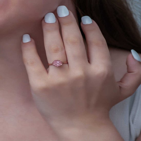 Gümüş Rose Pembe Lotus Çiçeği Yüzük Gümüş Rose Pembe Lotus Çiçeği Yüzük