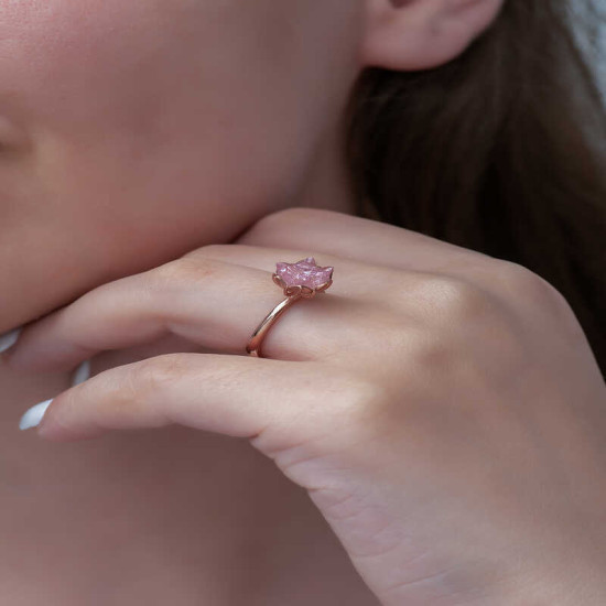 Gümüş Rose Pembe Lotus Çiçeği Yüzük Gümüş Rose Pembe Lotus Çiçeği Yüzük
