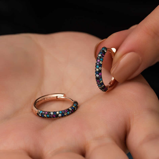 Gümüş Mix Halka Bayan Küpe Gümüş Mix Halka Bayan Küpe