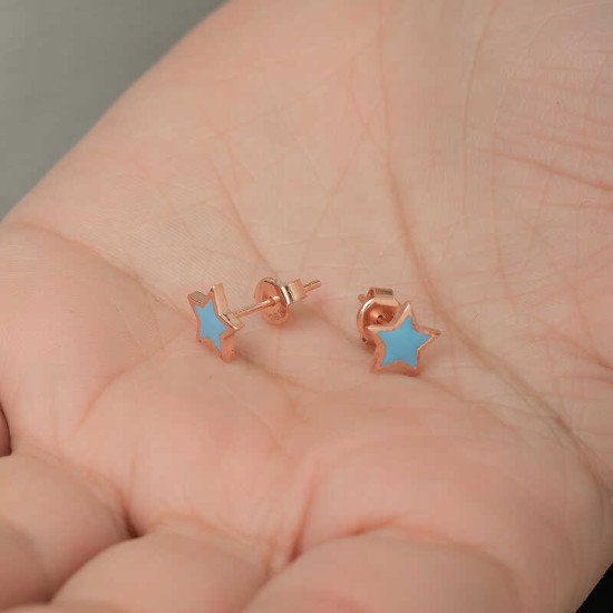 Gümüş Fosforlu Mavi Yıldız Küpe Gümüş Fosforlu Mavi Yıldız Küpe