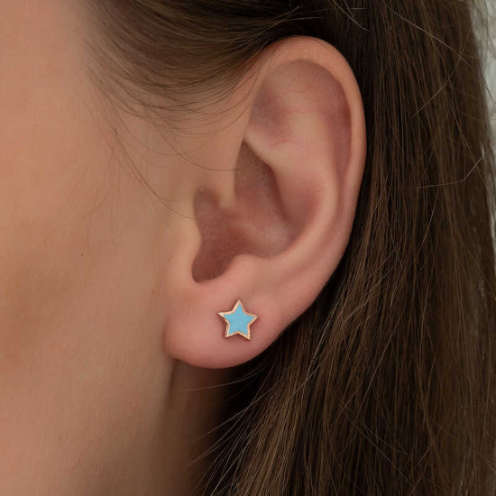 Gümüş Fosforlu Mavi Yıldız Küpe Gümüş Fosforlu Mavi Yıldız Küpe