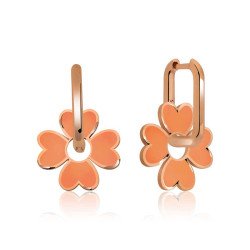 Gümüş Fosforlu Turuncu Yonca Küpe Gümüş Fosforlu Turuncu Yonca Küpe