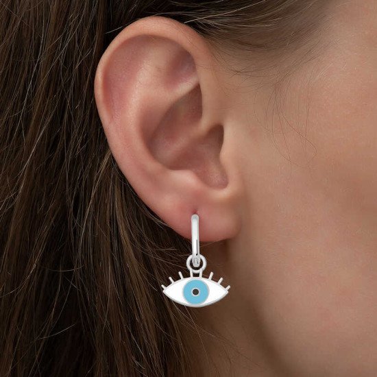 Gümüş Fosforlu Mavi Göz Küpe Gümüş Fosforlu Mavi Göz Küpe