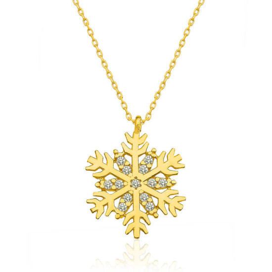 Gümüş Gold Kar Tanesi Bayan Kolye Gümüş Gold Kar Tanesi Bayan Kolye