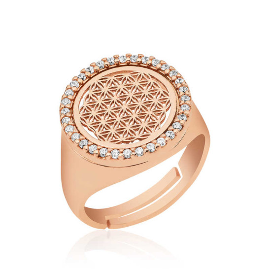 Gümüş Rose Oval Yaşam Çiçeği Yüzük Gümüş Rose Oval Yaşam Çiçeği Yüzük