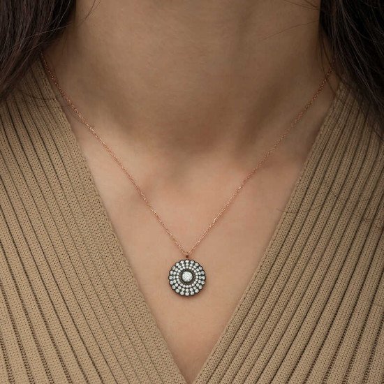 Gümüş Rose Elmas Montür Çiçek Bayan Kolye Gümüş Rose Elmas Montür Çiçek Bayan Kolye