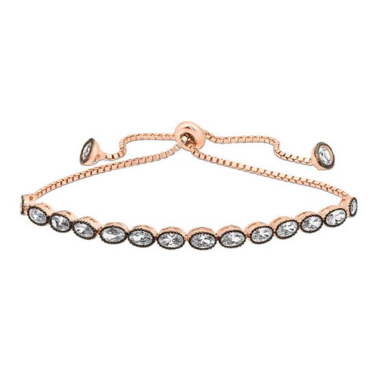 Gümüş Rose Oval Kesim Elmas Montür Asansör Bileklik Gümüş Rose Oval Kesim Elmas Montür Asansör Bileklik