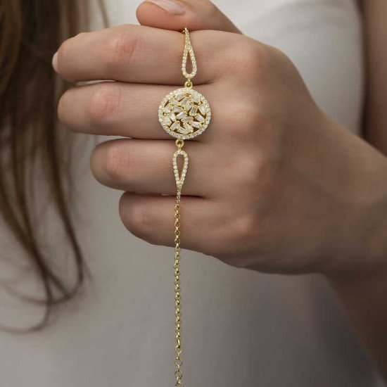 Gümüş Gold Baget Taşlı Bileklik Gümüş Gold Baget Taşlı Bileklik