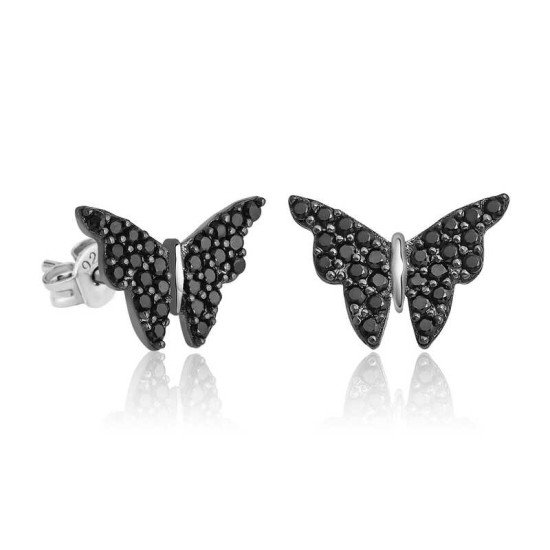 Gümüş Siyah Kelebek Küpe Gümüş Siyah Kelebek Küpe