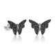Gümüş Siyah Kelebek Küpe Gümüş Siyah Kelebek Küpe