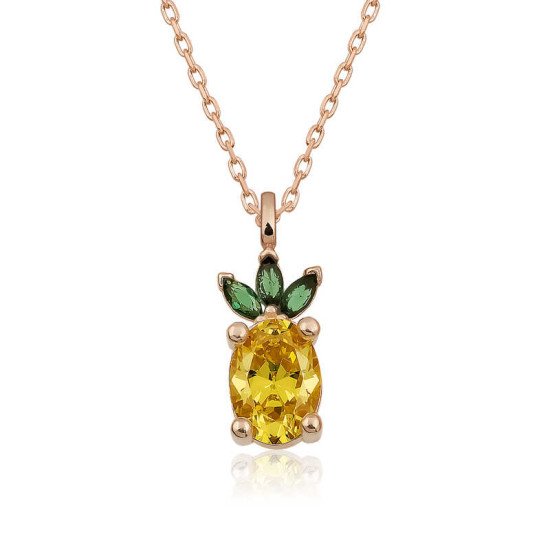 Gümüş Rose Ananas Figür Meyve Kolye Gümüş Rose Ananas Figür Meyve Kolye